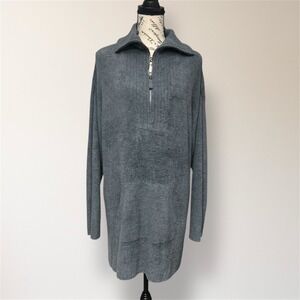 Barefoot Dreams XL CozyChic Lite High Rib Half Zip Tunic Sweater Kangaroo Pocket